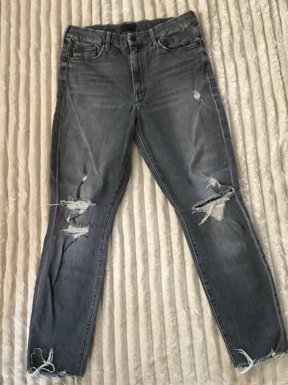Mother Denim Women’s Skinny Distressed Jeans - Gray